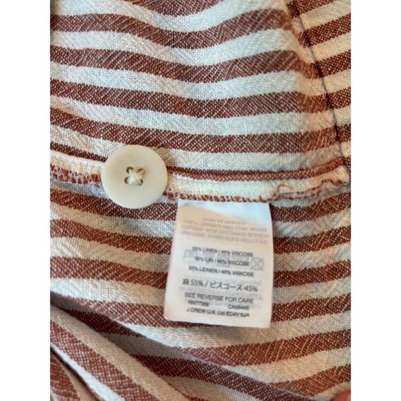 MADEWELL Linen Blend Sheath Dress Stripe Play Button Back Medium - Picture 3 of 7